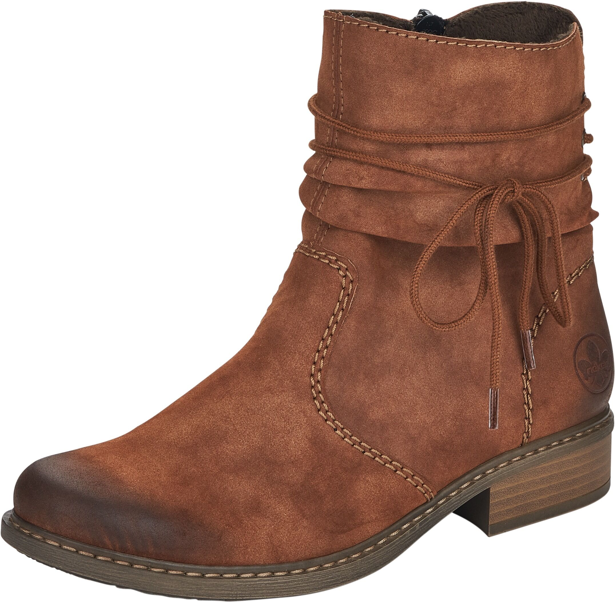 Stiefelette RIEKER, Damen, Gr. 36, Textil, braun, Lederimitat, Schuhe Stiefelette, in aktueller Used-Optik braun 36, Textil