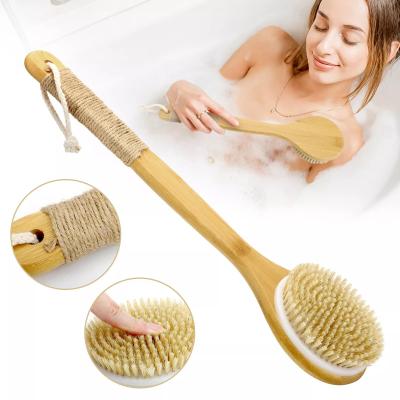 GlowBake Bath Body Brush With Soft Bristles, Long Bamboo Handle Back Scrubber For Shower, Anti Slip Grip Bath Body Brush With Soft Bristles, Long Bamboo Handle Back Scrubber For Shower, Anti Slip Grip