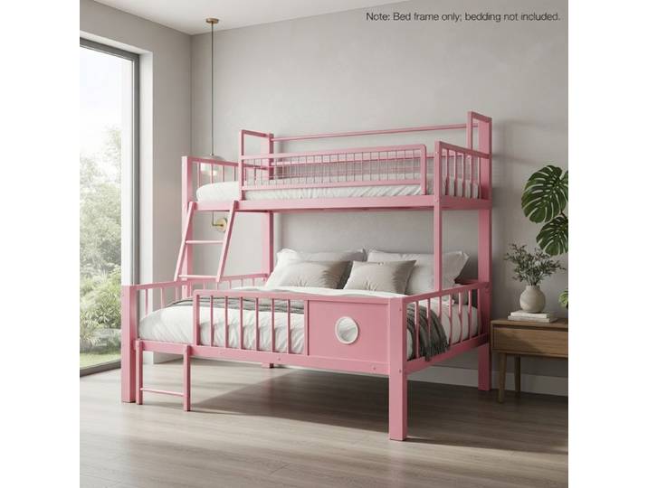 CollaHausse Lit Enfant 90x200 cm Rose en Métal avec Étagères