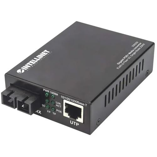 Intellinet Gigabit PoE + Medienkonverter SC Singlemode 20km