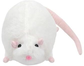 Inspired Finds Cute Oversized Mouse Plush Doll With Flower Branch, Soft Long Hug Pillow white 11.81in