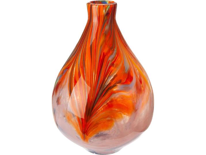 Tischvase GILDE Vase Dream orange , orange, B:22cm H:33cm T:22cm Ø:22cm, Glas, Vasen, Tischvase