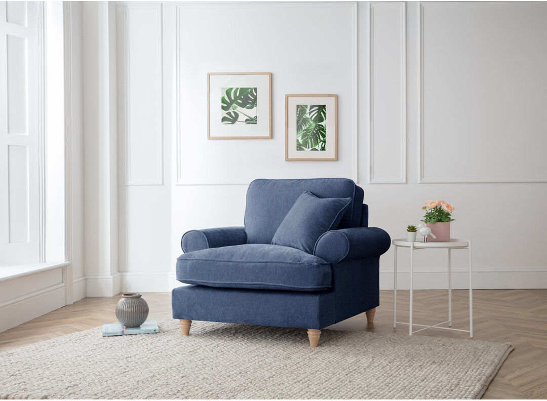 Three Posts Longfellow Upholstered Armchair Navy 83cm H X 105cm W X 95cm D