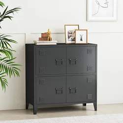 Büroschrank Hamina 80x40x82 cm Schwarz [en.casa]