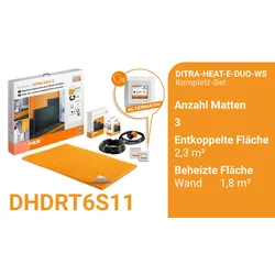 Schlüter Systems DITRA-HEAT-E-DUO-WS Beheizung und Temperaturregler - Komplett-Set Wand mit WiFi und optionaler Sprachsteuerung entkoppelte Fläche 2,3m2 / beheizte Fläche 1,8m2
