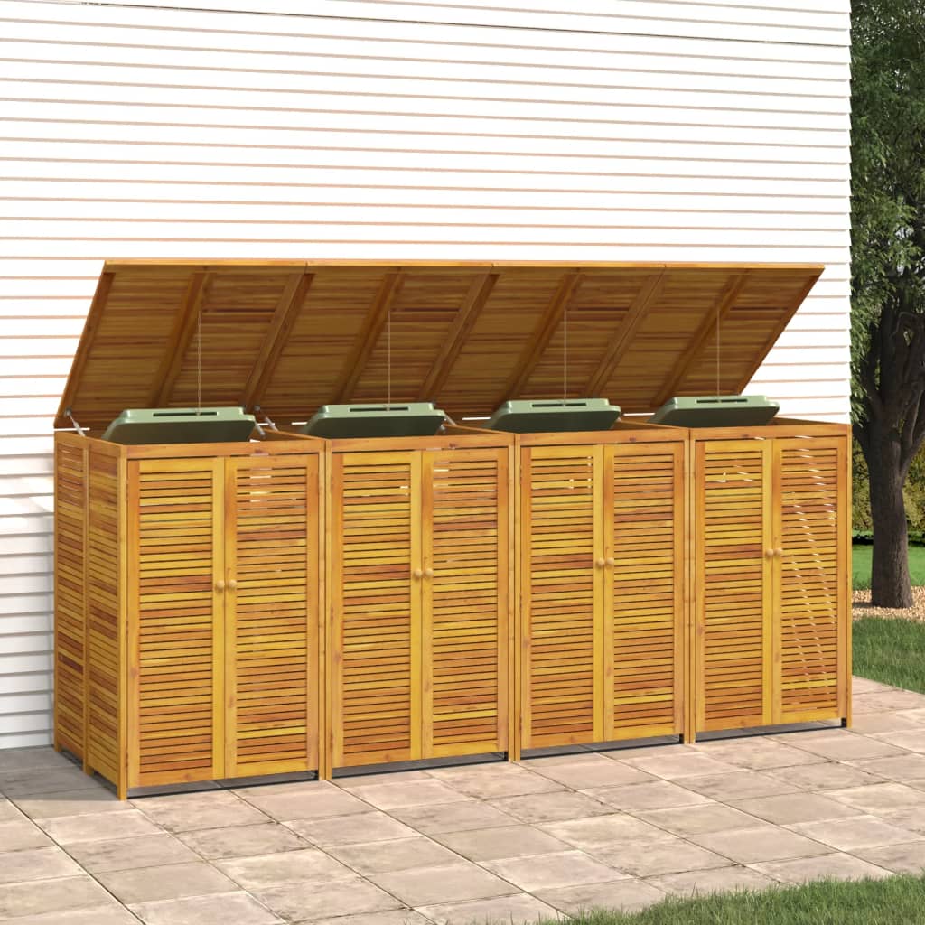 vidaXL Abri à poubelle quadruple 280x89x117 cm bois massif d'acacia