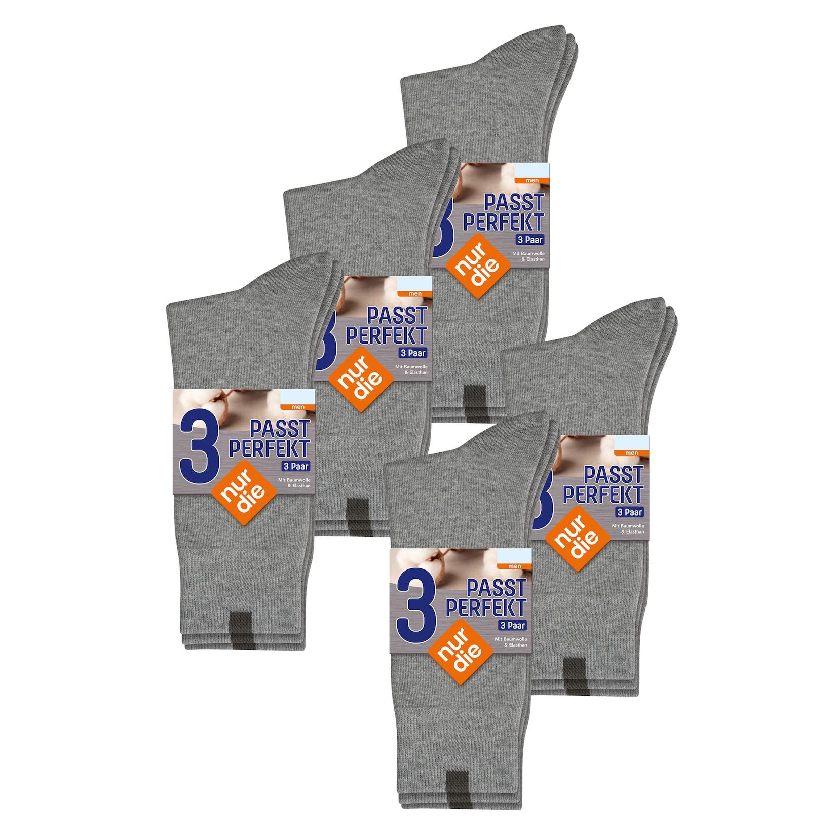 NUR DIE Herren Basicsocken Passt Perfekt bequeme Alltagssocken 15