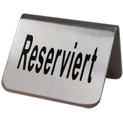 2x Tischaufsteller "Reserviert" aus Edelstahl 5.2x3.5cm