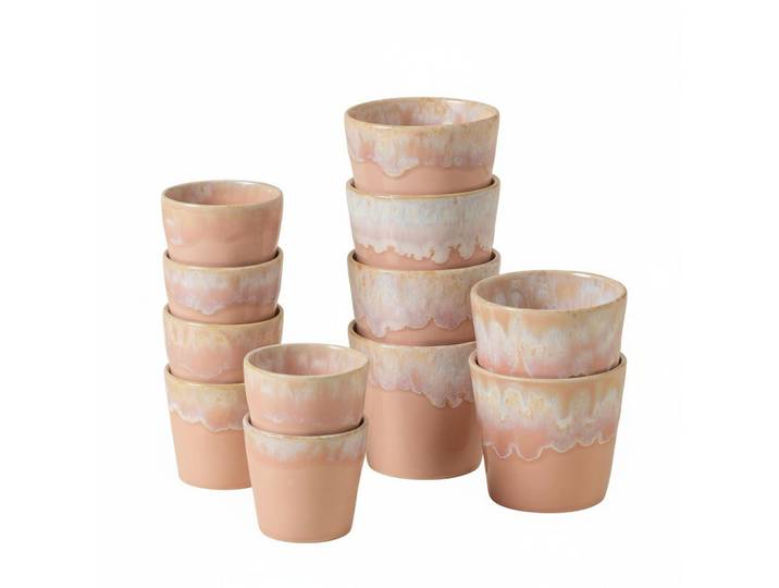 Costa Nova Espresso Grespresso, Altrosa, Keramik, 12-teilig, 210 ml,80 ml, Handmade in Europe, Kaffee & Tee, Tassen, Kaffeetassen-Sets