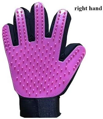 Inspire Select Pet Grooming Gloves Hair Removal & Bathing Massage Gloves For Dogs And Cats left purple