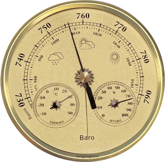 INF 3-in-1 Weerstation Analoge Barometer met Thermometer en Hygrometer - Goud