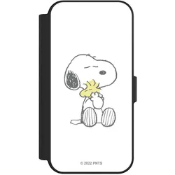 Nivocase Klapphülle für Apple iPhone 16 Handyhülle aus Kunst Leder NIVOflip schwarz Liebe Peanuts Snoopy (Apple iPhone 16), Smartphone Hülle, Schwarz