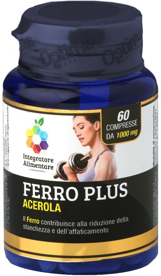 OPTIMA NATURALS Srl Ferro Plus - 60 Compresse 1000 mg - Integratore per Energia e Riduzione della Stanchezza
