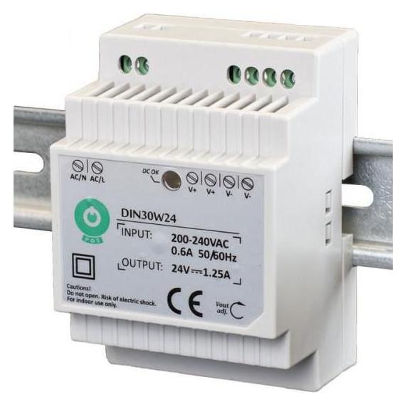 DIN-RAIL 24V/1.25A, 30W POWER (DIN30W24)