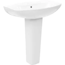 vidaXL Freistehendes Waschbecken mit Säule Keramik Weiß 650x520x200 mm