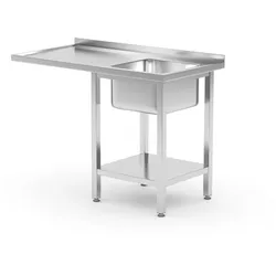 Hendi Spültisch mit Becken links und 1⁄2 Grundboden aus Edelstahl 1200x700x850mm