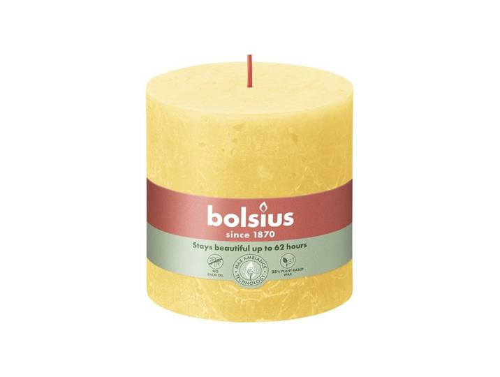 Bolsius kaars rustiek 10x10 cm sunny yellow
