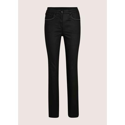 Regular-fit-Jeans MADELEINE "Jeans Beschichtete Slim-Jeans mit Nieten", Damen, Gr. 17, schwarz, Modern, slim fit, Jeans