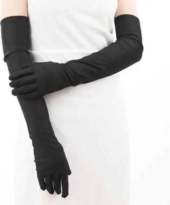 Fusion Finds Womens Opera Satin Elbow Length Flapper Costume Gloves Classic Stretch red