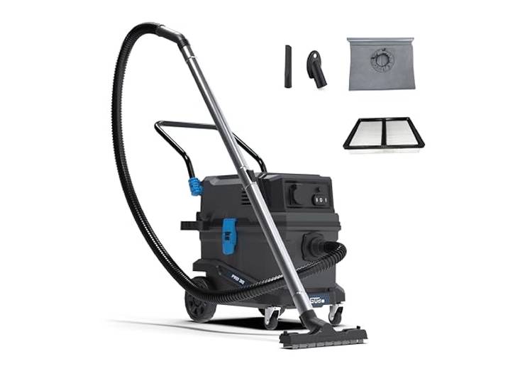 Güde Pro 30 Nass-Trockensauger - 230 Volt, 1800 Watt, 23 Kilopascal Unterdruck, 30 Liter, Staubklasse L, AGW über 1 Milligramm je Kubikmeter, mit Saugschlauch, Edelstahl-Teleskoprohr und Bürstenset
