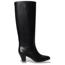 Lauren Ralph Lauren für Damen. 802P15714001 Hoher Emersyn-Stiefel aus Leder mit schwarzem Absatz (37), 1 bis 3 cm, 5 bis 8 cm, Reißverschlus
