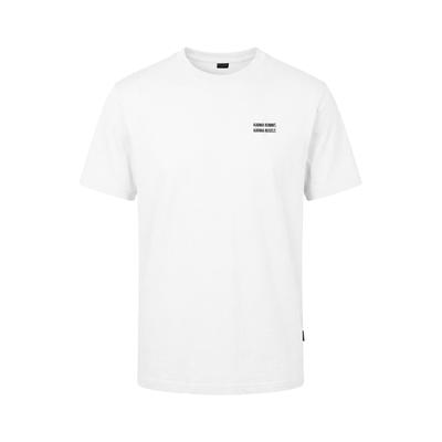 T-Shirt KLEINIGKEIT "Kleinigkeit Bois Straightcut Shört Karma kommt", Herren, Gr. S, weiß, 100% Baumwolle, unifarben, normal, Rundhals, Shirts T-Shirt