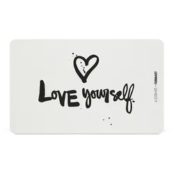 Schneidebrett Love yourself aus Kunststoff in Schwarz/Weiß
