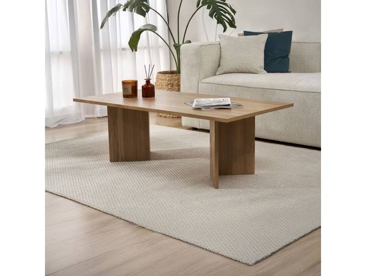 Table basse rectangulaire 120x60x40 cm couleur chêne - teona