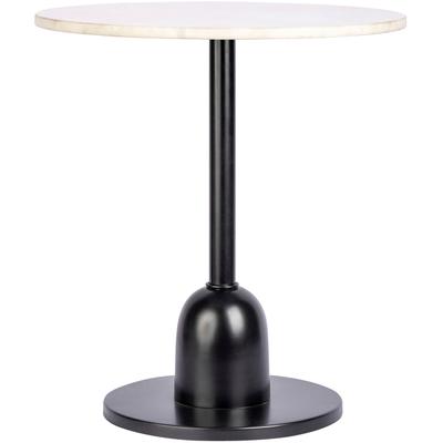 Beistelltisch KAYOOM "Gordon 125, einzigartiges Design durch Herstellung in Handarbeit", weiß (weiß, schwarz, weiß), B:46cm H:48cm T:46cm, 100% Eisen, Marmor, Tische, Beistelltisch, Industrial Style, Tischplatte aus Marmor, runde Form