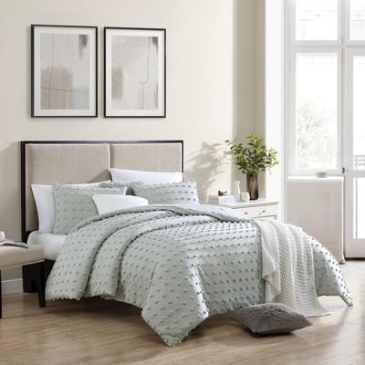Swift Home Tufted Pom Pom Microfiber 3-Piece Comforter Set - Soft, Cozy, Pastel Colors