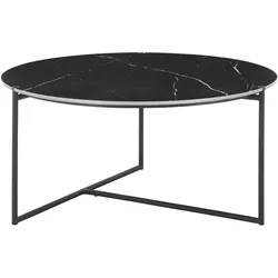 Couchtisch Nila Schwarz/Weiß Metall/Marmor rund