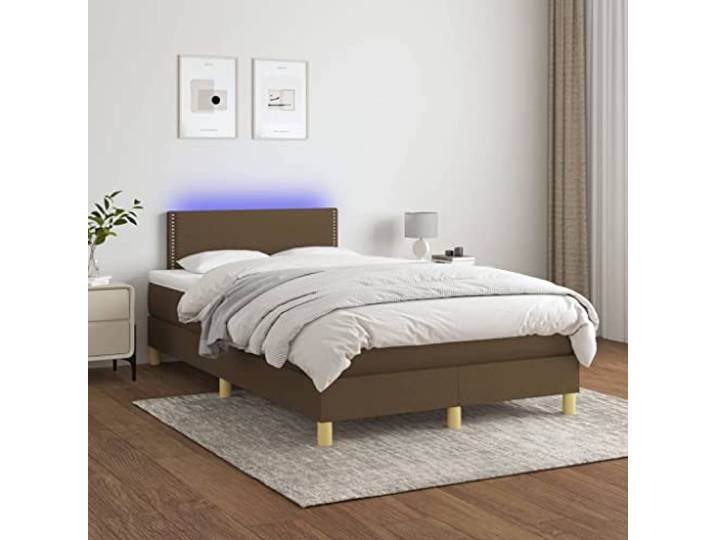 Strapazierfähiger Stoff mit Taschenfederkernmatratze höhenverstellbares Boxspringbett mit Matratze & LED Dunkelbraun 120x200 cm Stoff King Size Bett mit Kopfteil Taschenfederkernmatratze Topper