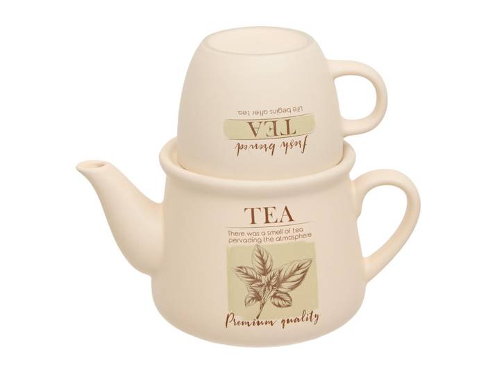 Secret de Gourmet Teekanne keramisch Wellness Weiß 600 ml 20/12,5/17,5 cm, Keramik, Geschirr, Kannen & Karaffen, Teekannen