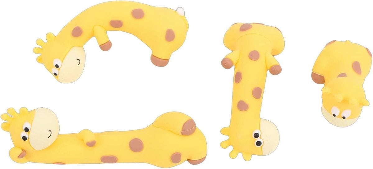 Set van 4 bruine girafbeeldjes met verzwaarde voet voor bureau decoratie