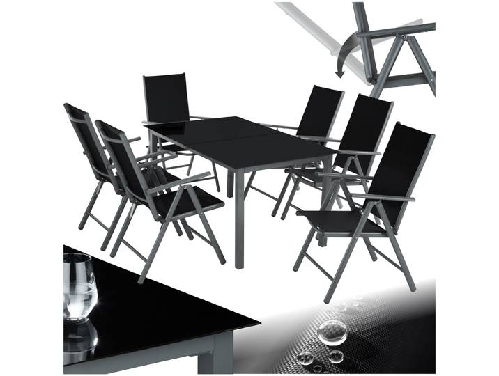 Aluminium Sitzgruppe 6+1 - anthrazit