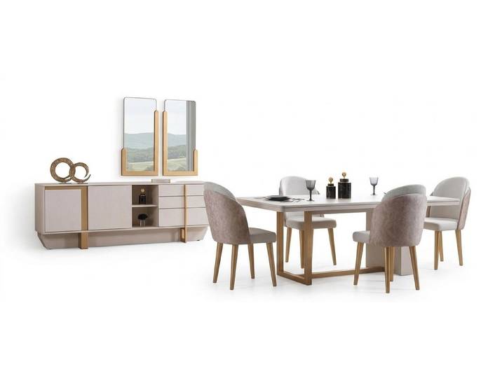 JVmoebel Esszimmer-Set Esszimmer Set Moderner Stil Braun Geräumiger Tisch Elegantes Design, (3-St), Made in Europa