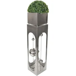 DELUKE Pflanzsäule OSCAR Silber Edelstahl Pflanzkübel hoch Blumenkübel Pflanzkasten
