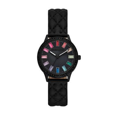 Quarzuhr SKECHERS "Camila", schwarz (schwarz, schwarz), Armbanduhren, Damen, schwarz, Quarzuhr, Armbanduhr, Lederarmband, analog, Glassteine