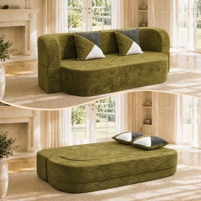 Loedds 78.74-Inch Plush Convertible Floor Sofa Bed with 33D Foam and Pillows No Assembly