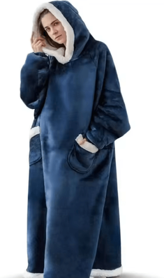 Inspire Curations Extra Long Plush Wearable Hoodie Blanket blue 150cm