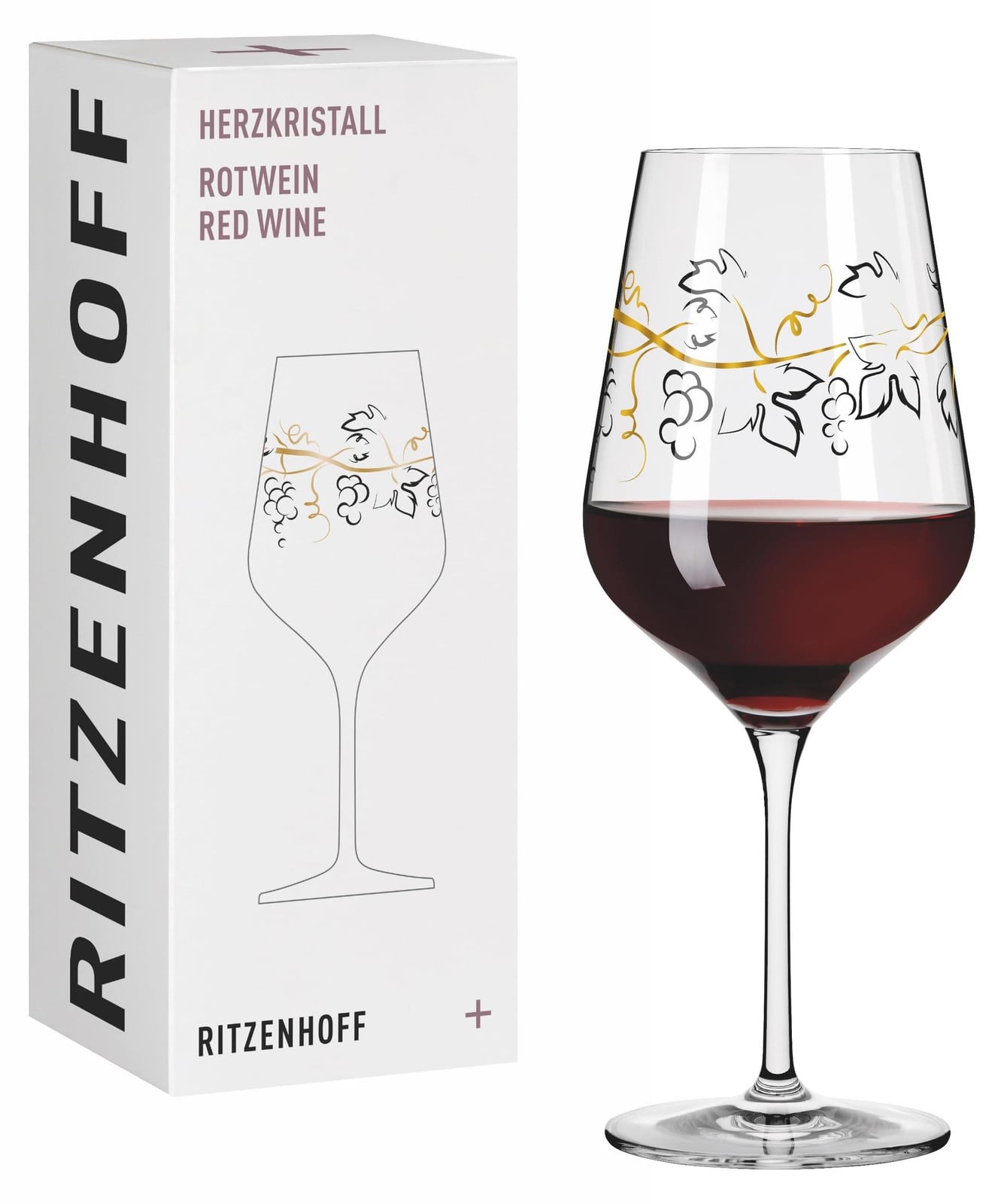 Dripio Wijnglas met wijnrankenmotief, rosé goudkleurig, 500 ml