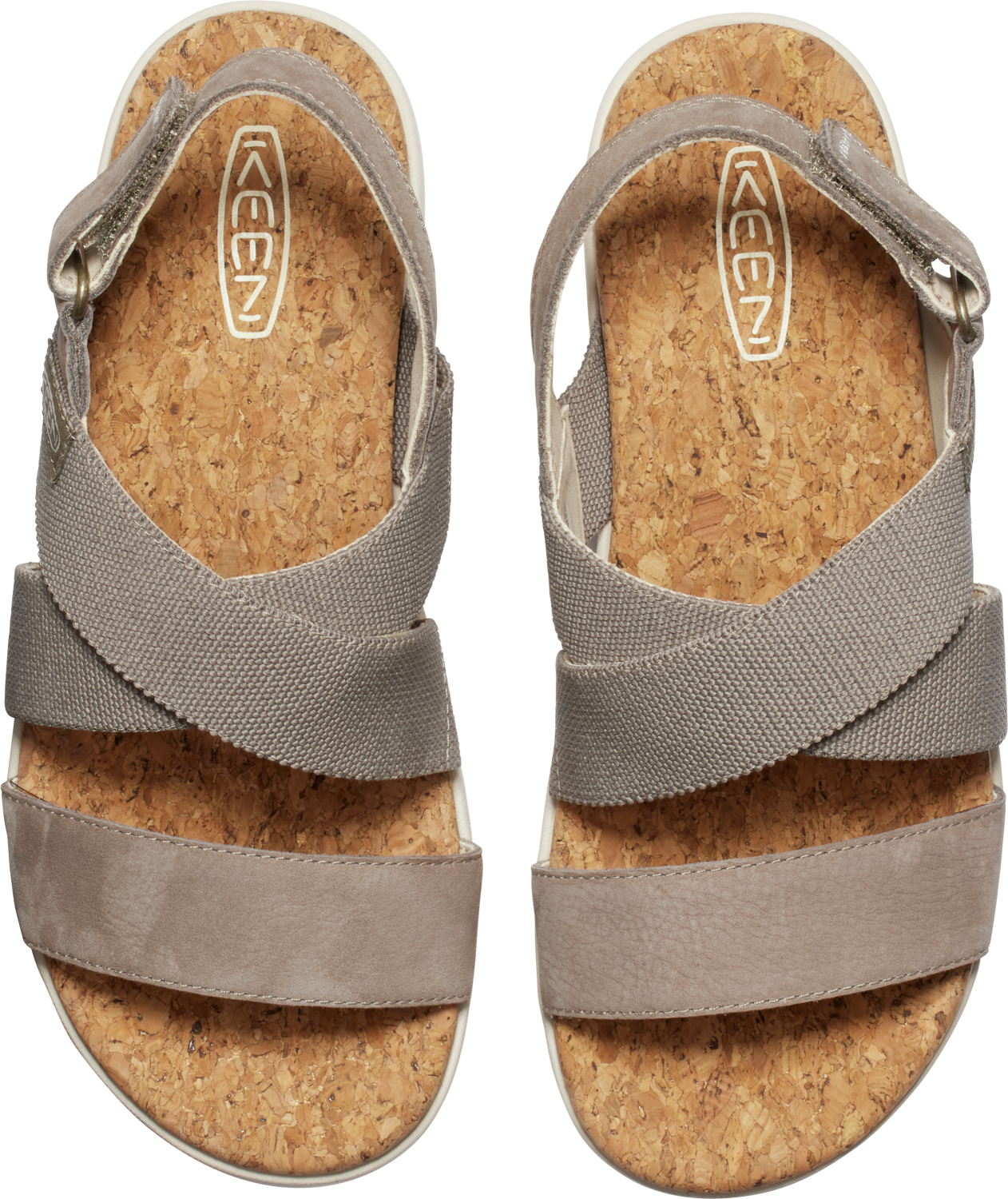 Sandale KEEN "ELLE CRISS CROSS", Damen, Gr. 37, beige (brindle, birch), Leder, Textil, Schuhe Sandale brindle, birch 37