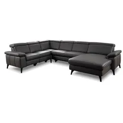 Polsteria Wohnlandschaft Lava Leder Schwarz