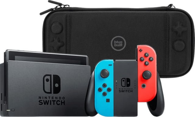 Nintendo Switch Rood/Blauw met BlueBuilt Beschermhoes