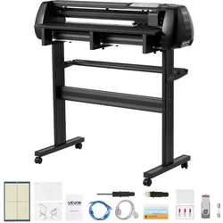 VEVOR Vinylschneidemaschine mit 87 cm max. Zufuhrbreite & Doppelklingen & LED-Anzeige, Plottermaschine Vinyl-Schneideplotter-Set mit Signmaster-Software, kompatibel mit Windows und macOS