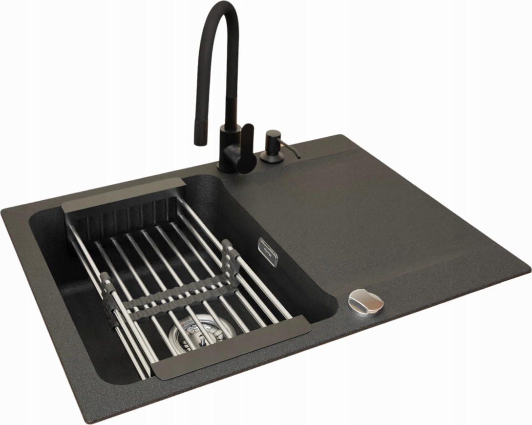 Franke Orion Oid Schwarz 611-78 Onyx Quarz Waschbecken Grado Wasserhahn