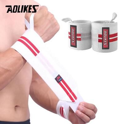 Uplift Picks AOLIKES Adjustable Weightlifting Wrist Wraps For Powerlifting Strength Training And Gym Support white