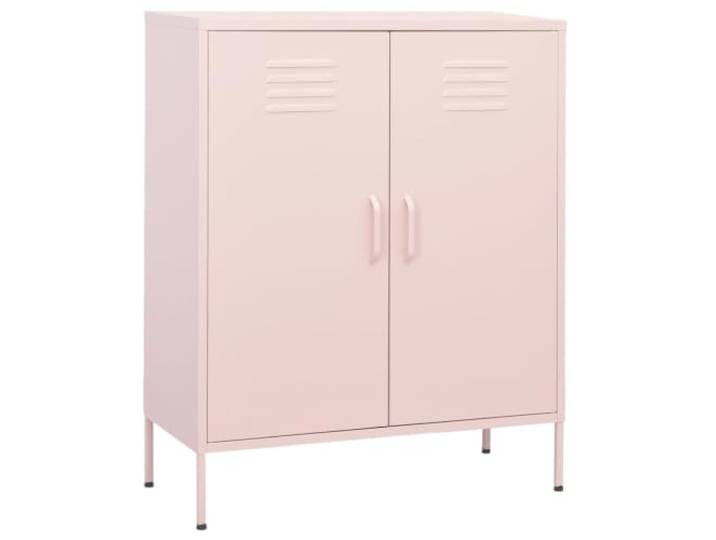 HPUYRFG Beistellschrank Rosa 80x35x101,5 cm Stahl mit 2 Türen Stahl, verstellbare Stellfüße, Einlegeböden, 2 Türen, 80x35x101,5 cm, für Bücher und Zeitschriften