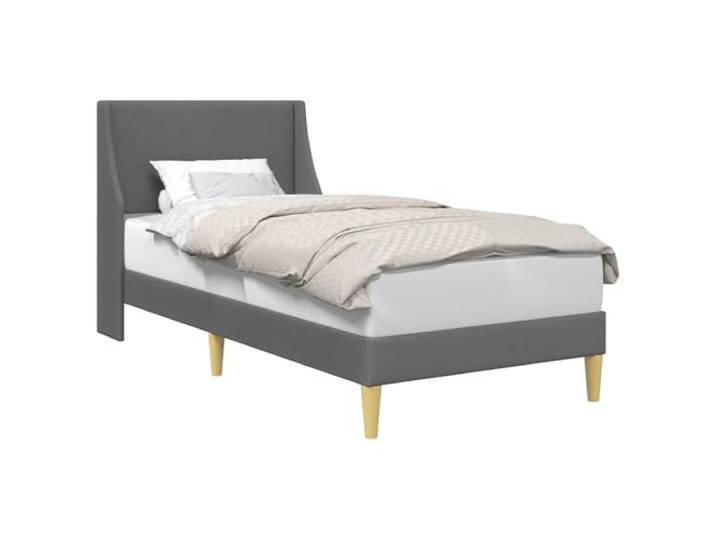 KKgypkn Bettgestell 100x200 Stoff Dunkelgrau, Bettrahmen mit Kopfteil 100 x 200 cm, modernes Bettgestell aus Sperrholz mit Stoffbezug, wandmontiertes Kopfteil, Gebogene Latten
