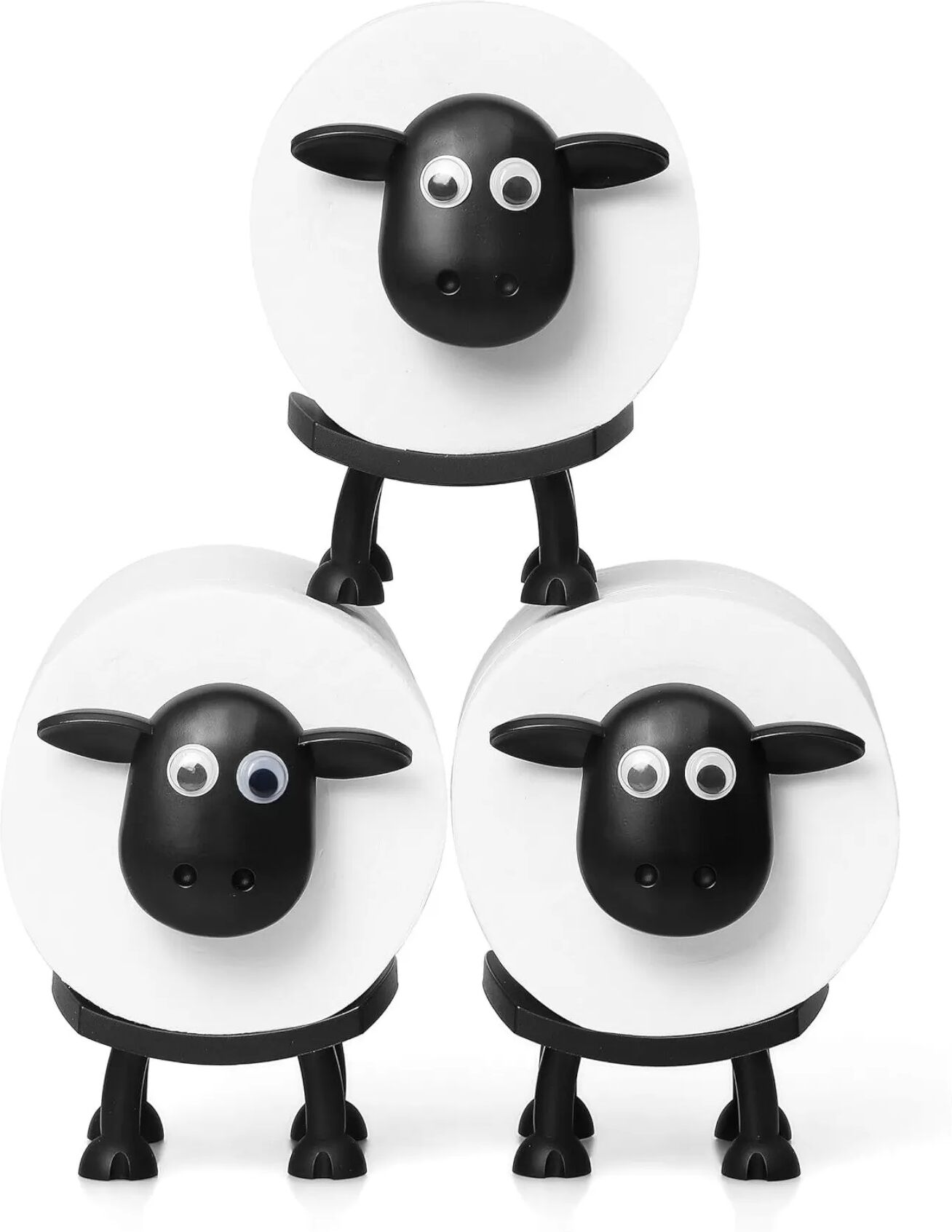 INF Ensemble de 3 Supports de Papier Toilette Mouton Amusant - Distributeur de Rouleaux Créatif Autonome